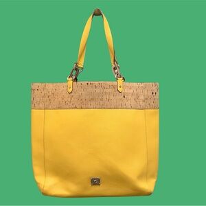 Ralph Lauren Hanway Canary Yellow Cork North/ South Tote Bag, Gently used.